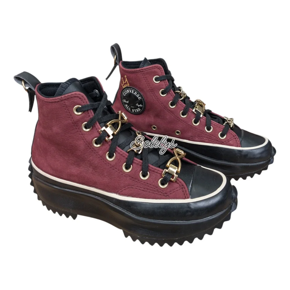 Converse Run Star Hike High Deep Ox Bordeaux Regal Red Black Leather Womens 7 - Picture 5 of 11